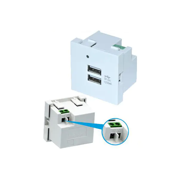 ម៉ូឌុលរន្ធសាក USB TypeA+A ជាមួយអំពូល LED 2.1A